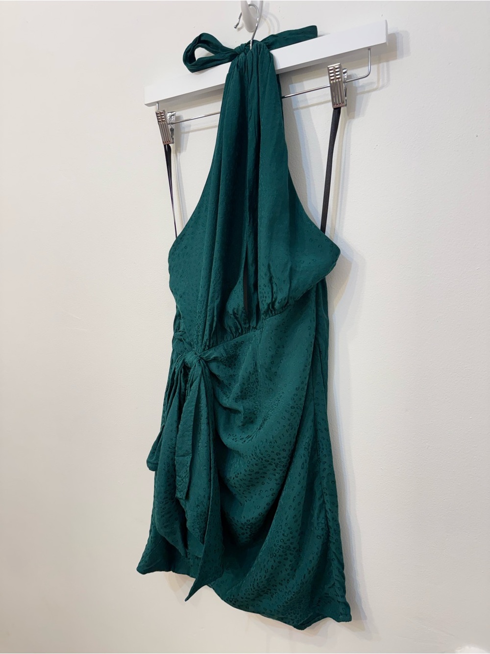 REVOLVE Teal Green Halter Tie-Waist Mini Dress
